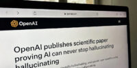 Aukštos kokybės vaizdas su OpenAI svetainės ekrano kopija, rodanti straipsnį apie dirbtinio intelekto pažangą ir naujienas, skirtas technologijų entuziastams ir inovacijų gerbėjams.