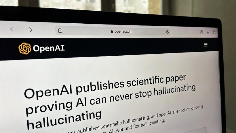 Aukštos kokybės vaizdas su OpenAI svetainės ekrano kopija, rodanti straipsnį apie dirbtinio intelekto pažangą ir naujienas, skirtas technologijų entuziastams ir inovacijų gerbėjams.
