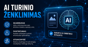 Future Live Vilnius pristato AI turinio ženkliuką, simbolizuojantį skaidrumą, atsakomybę ir inovacijas dirbtinio intelekto srityje.