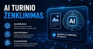 Future Live Vilnius pristato AI turinio ženkliuką, simbolizuojantį skaidrumą, atsakomybę ir inovacijas dirbtinio intelekto srityje.
