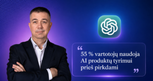 Verslininkas Vladimir Malykh su AI technologijų citata, reklamuojanti AI produktų naudojimą versle,