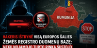 Hakeris ištrynė Europos šalies žemės registro duomenų bazę, sustabdė nekilnojamojo turto rinką, rodomas duomenų bazės ištrynimo procesas ir įspėjamieji ženklai.